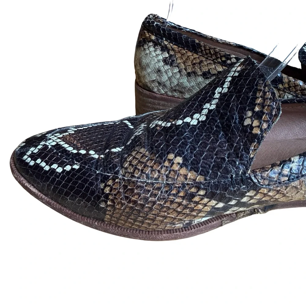 Madewell Leather Frances Snake Embossed Loafers Flats Slip On Shoes Brown 9.5